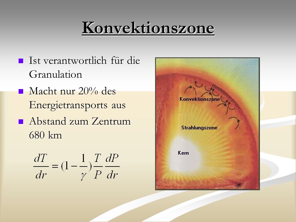 Konvektionszone Ist verantwortlich für die Granulation