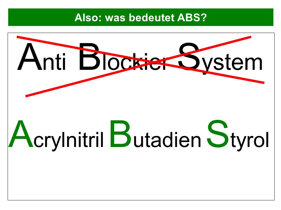 Anti Blockier System Acrylnitril Butadien Styrol