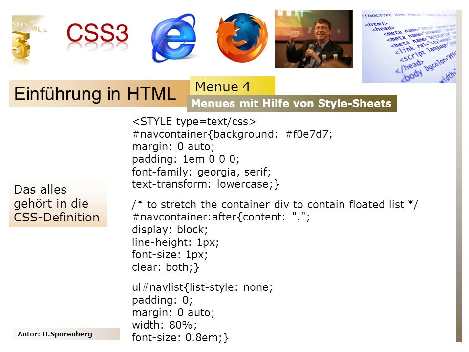 Einführung in HTML Menue 4 Das alles gehört in die CSS-Definition