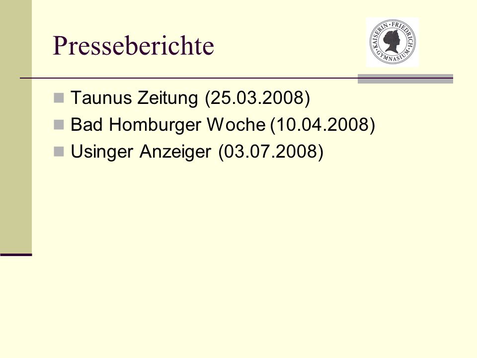 Presseberichte Taunus Zeitung ( )
