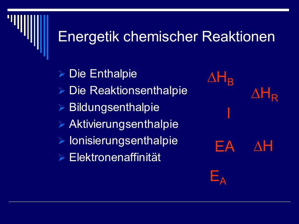 Energetik chemischer Reaktionen