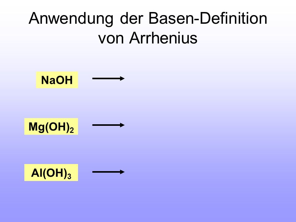 Anwendung der Basen-Definition von Arrhenius