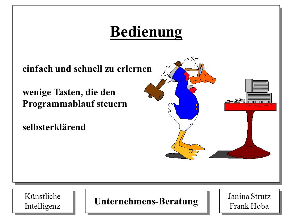 Bedienung einfach und schnell zu erlernen wenige Tasten, die den