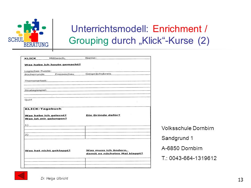Unterrichtsmodell: Enrichment / Grouping durch „Klick -Kurse (2)