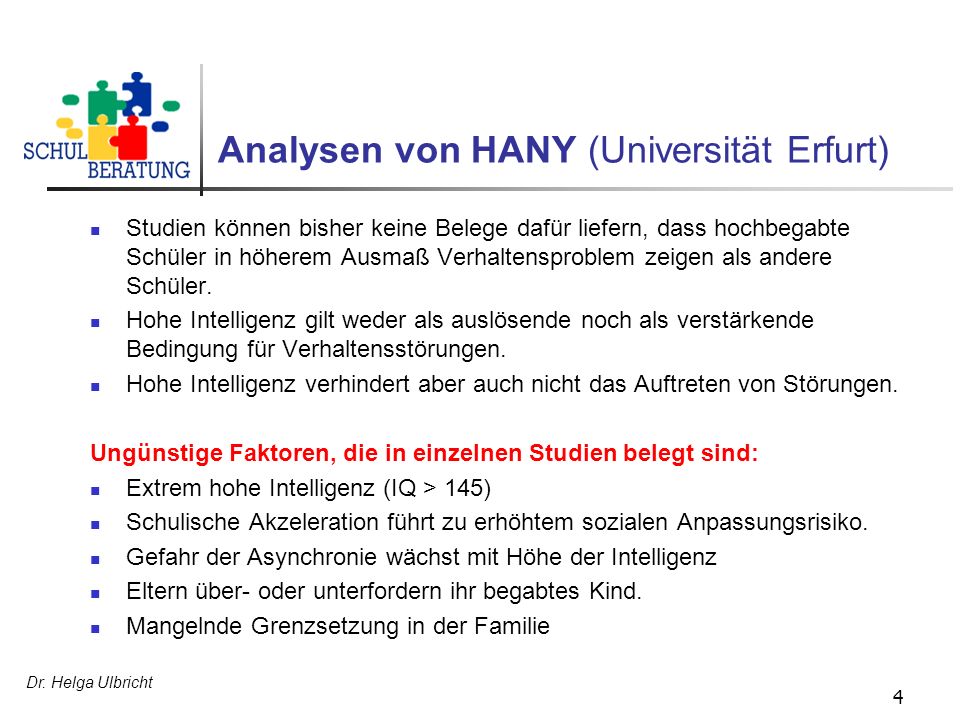 Analysen von HANY (Universität Erfurt)