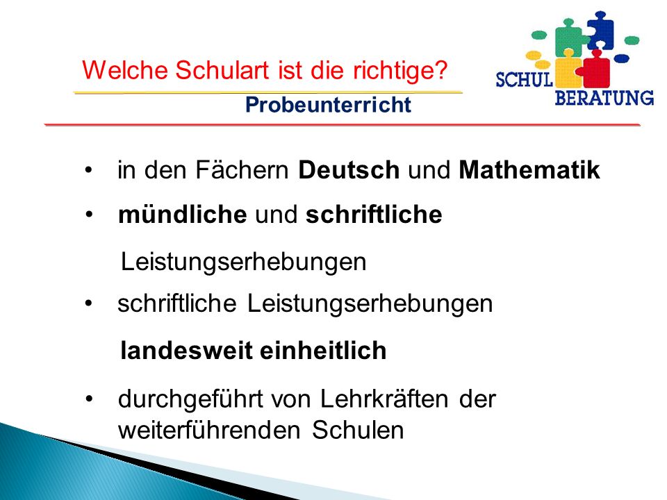 in den Fächern Deutsch und Mathematik
