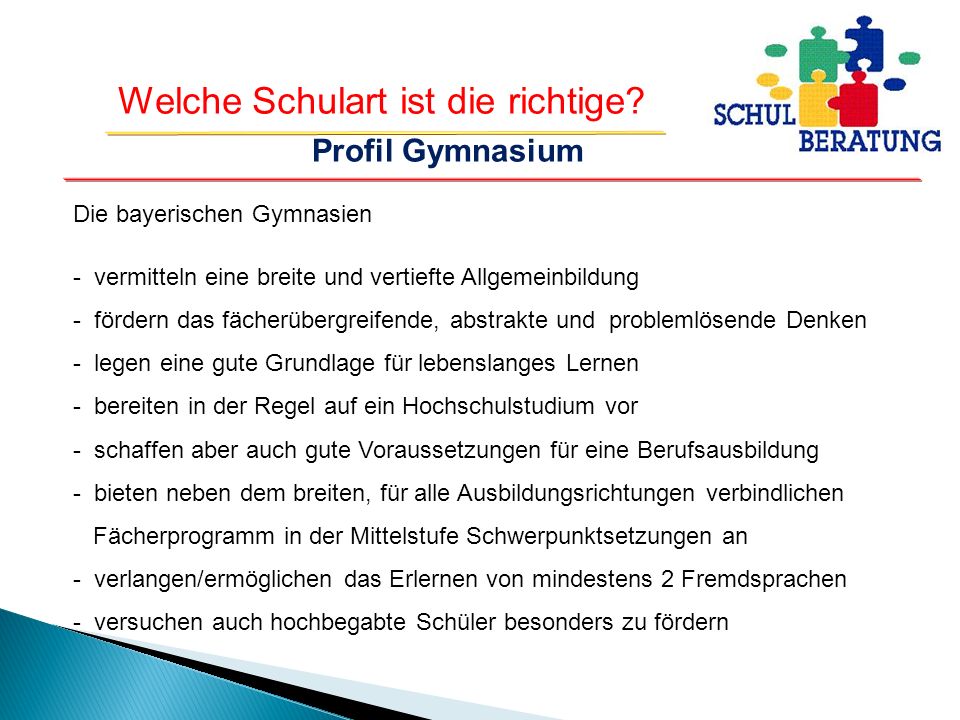 Profil Gymnasium Die bayerischen Gymnasien
