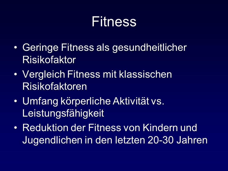 Fitness Geringe Fitness als gesundheitlicher Risikofaktor