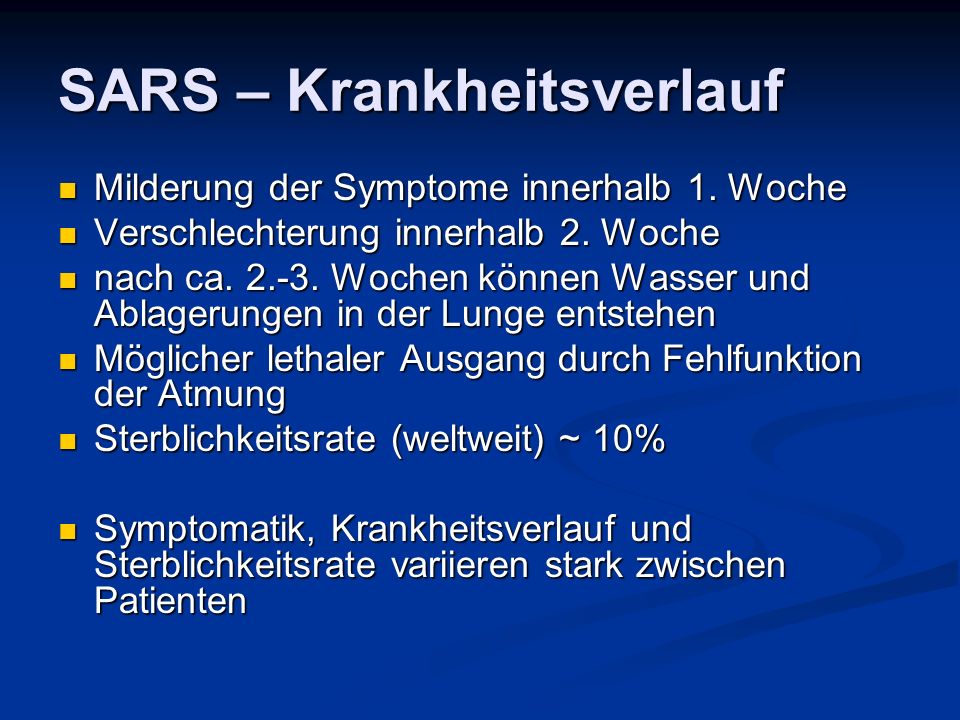 SARS – Krankheitsverlauf