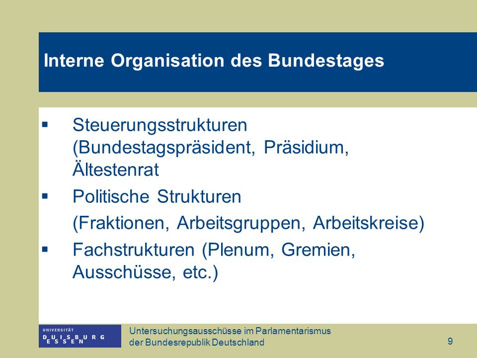 Interne Organisation des Bundestages