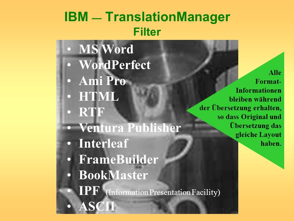 IBM — TranslationManager Filter