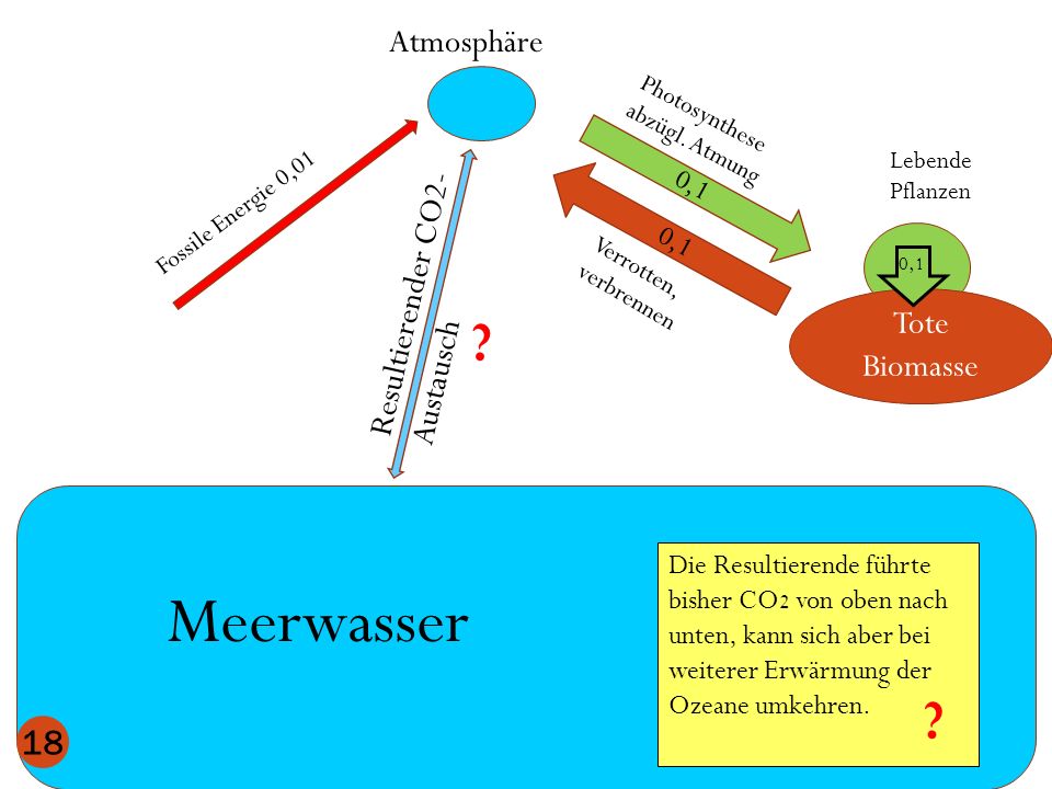 Meerwasser Atmosphäre Resultierender CO2-Austausch Tote Biomasse