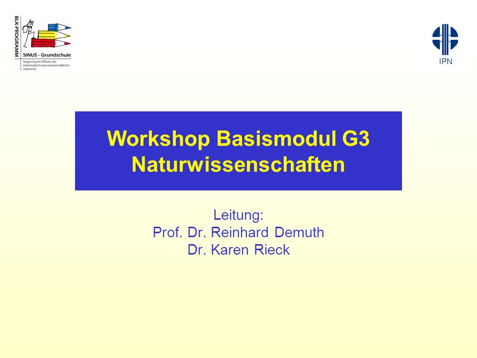 Workshop Basismodul G3 Naturwissenschaften