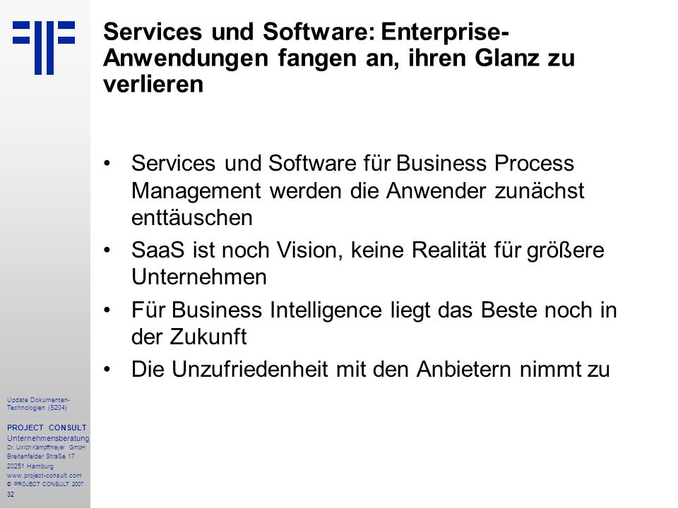 Services und Software: Enterprise-Anwendungen fangen an, ihren Glanz zu verlieren