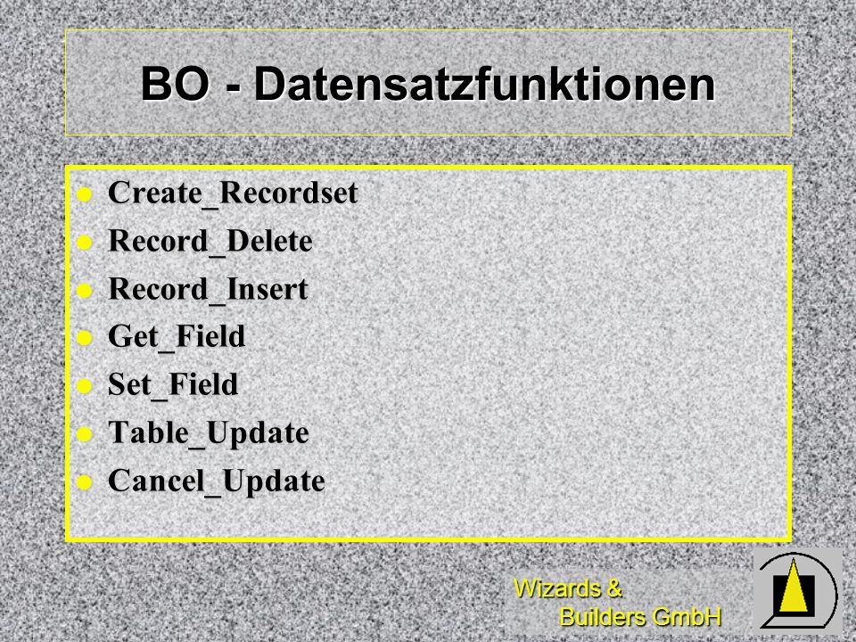 BO - Datensatzfunktionen