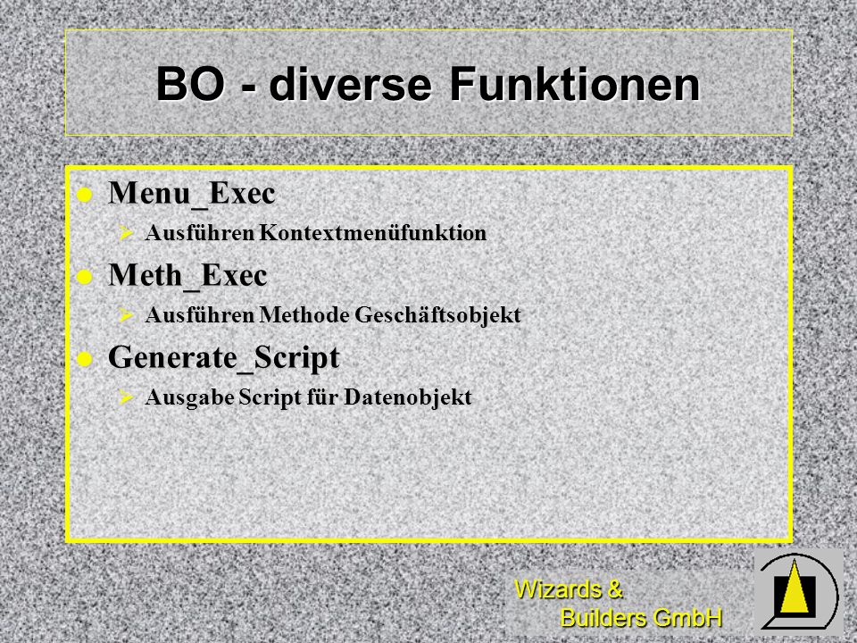 BO - diverse Funktionen