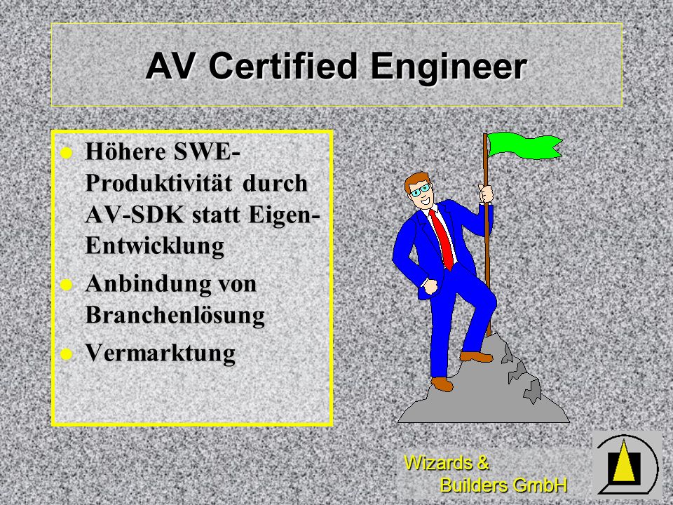 AV Certified Engineer Höhere SWE-Produktivität durch AV-SDK statt Eigen-Entwicklung. Anbindung von Branchenlösung.