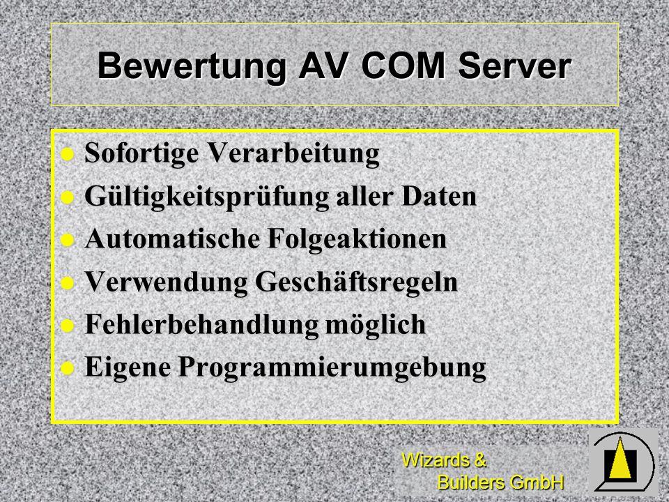 Bewertung AV COM Server