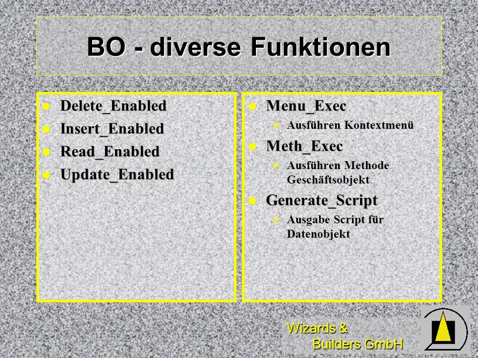 BO - diverse Funktionen