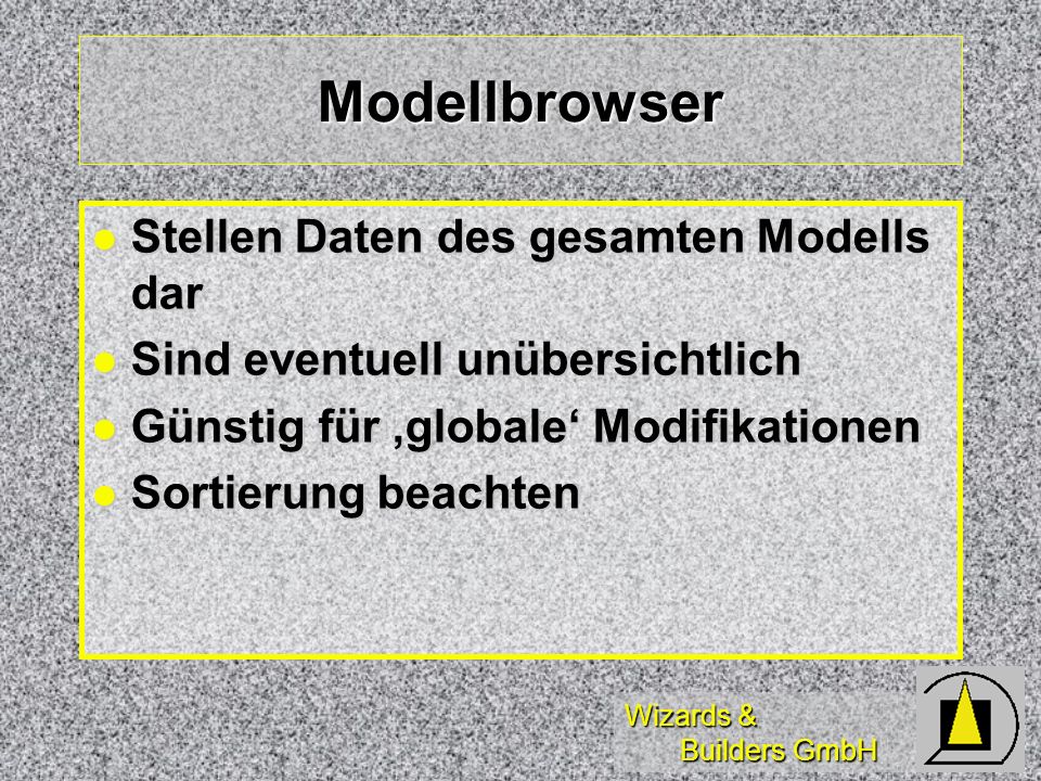 Modellbrowser Stellen Daten des gesamten Modells dar