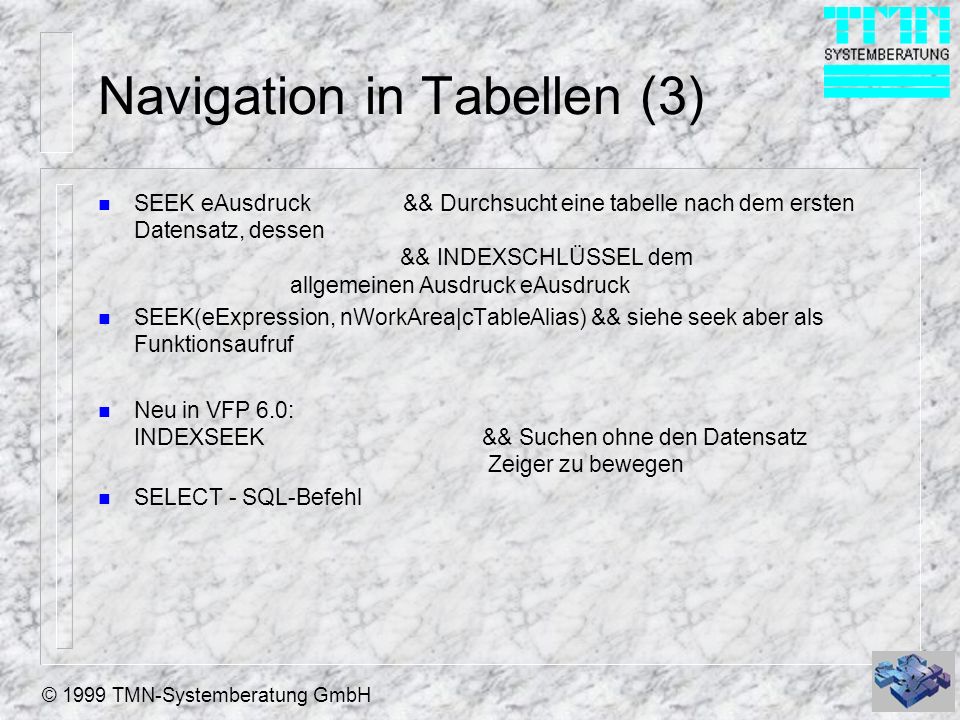 Navigation in Tabellen (3)