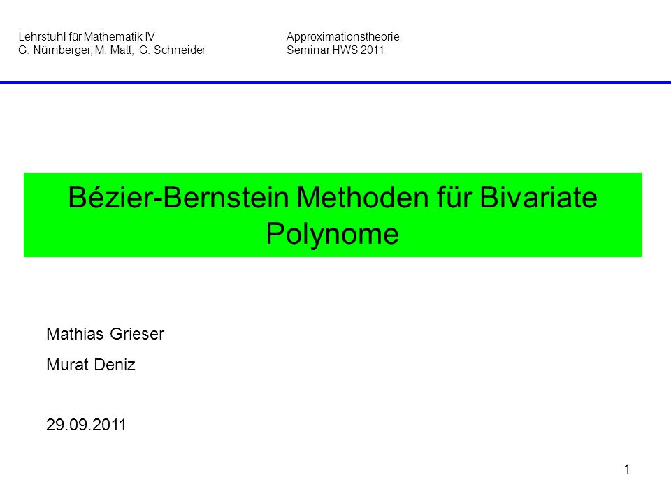 Bézier-Bernstein Methoden für Bivariate Polynome