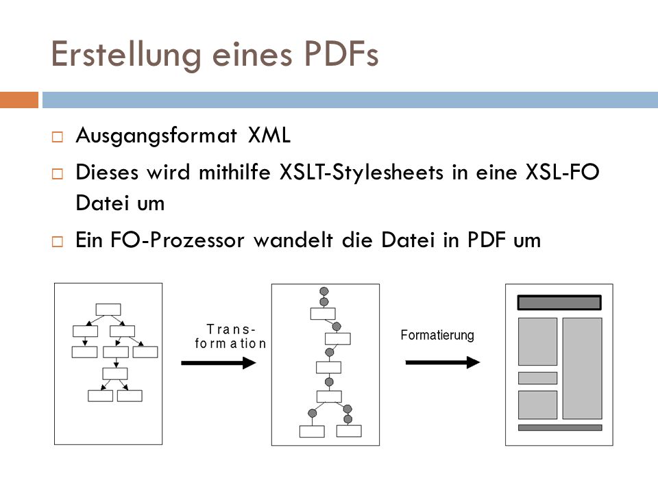 Erstellung eines PDFs Ausgangsformat XML