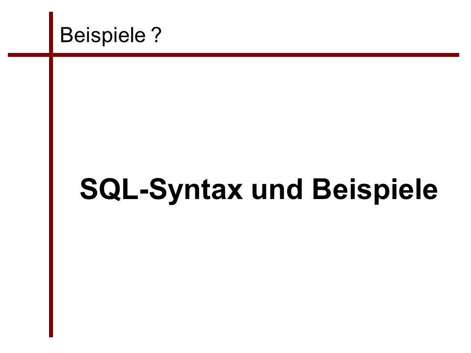 SQL-Syntax und Beispiele