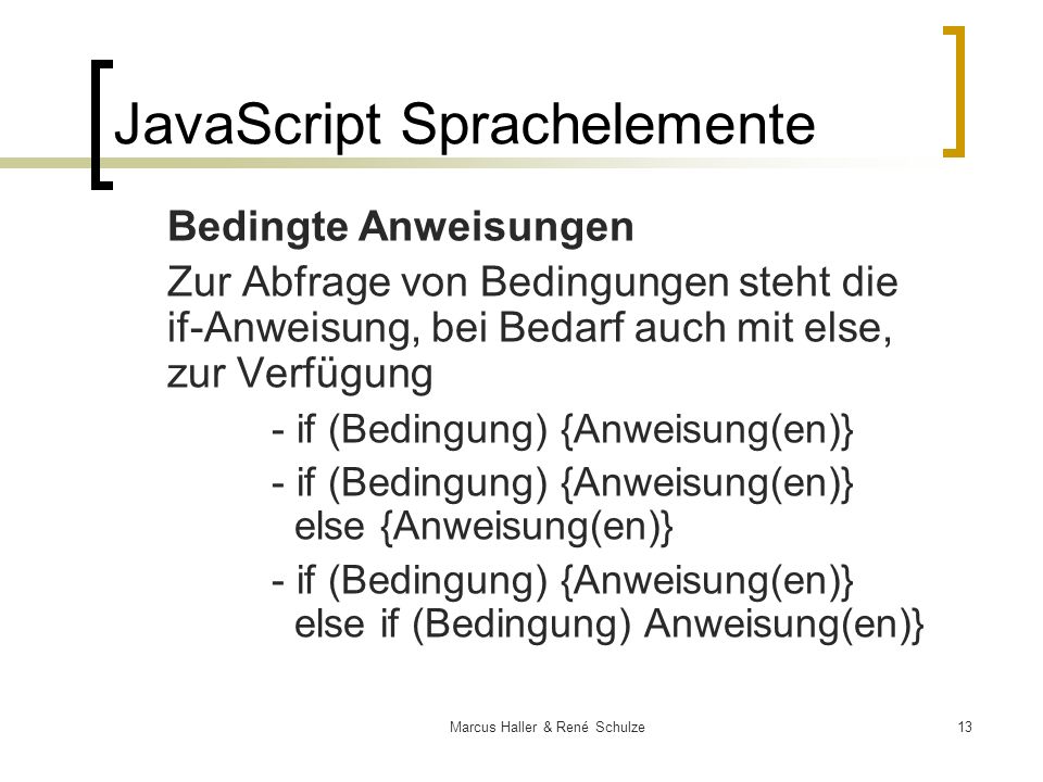 JavaScript Sprachelemente