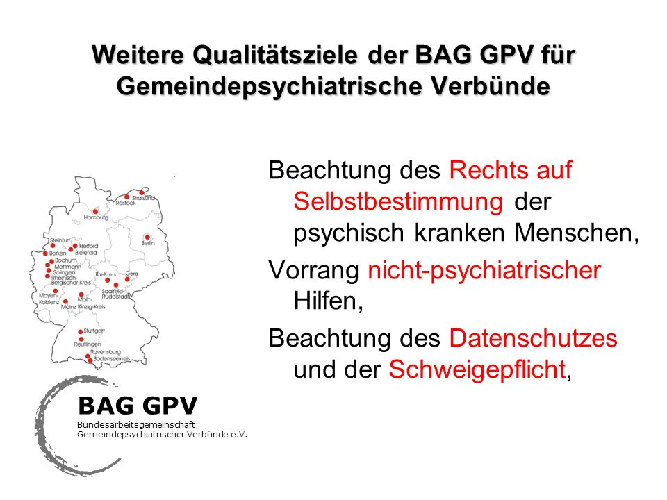 Weitere Qualitätsziele der BAG GPV für Gemeindepsychiatrische Verbünde