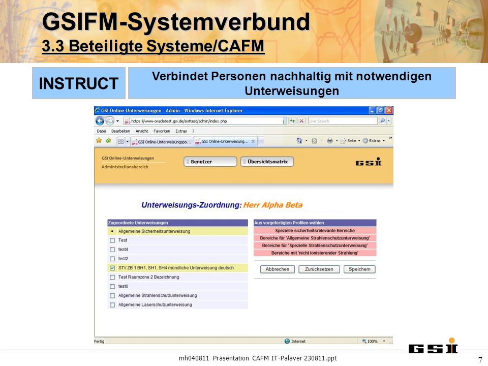 GSIFM-Systemverbund 3.3 Beteiligte Systeme/CAFM