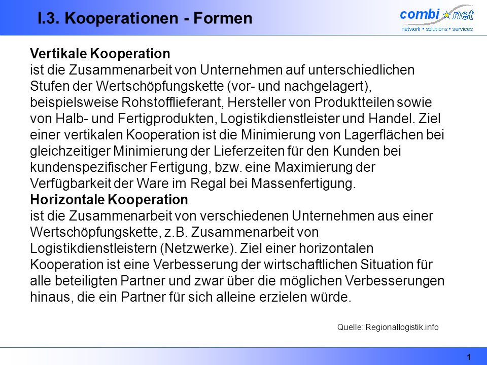 I.3. Kooperationen - Formen