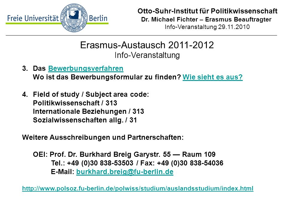 Erasmus-Austausch Info-Veranstaltung