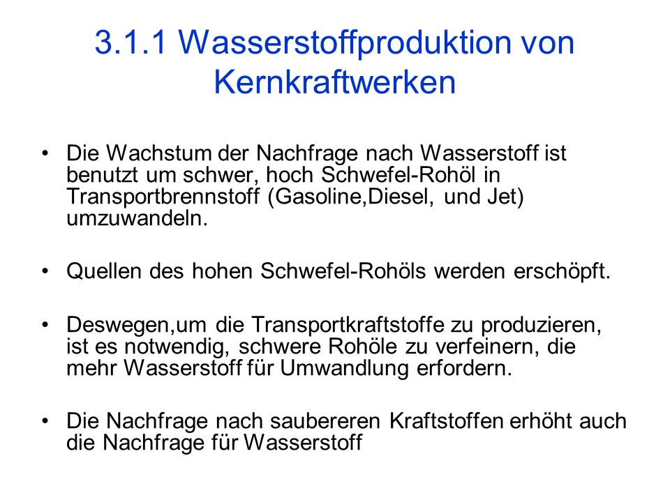 3.1.1 Wasserstoffproduktion von Kernkraftwerken