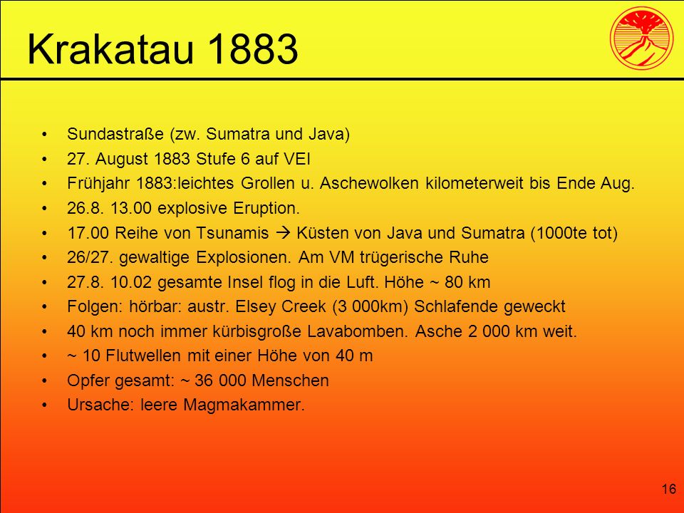 Krakatau 1883 Sundastraße (zw. Sumatra und Java)