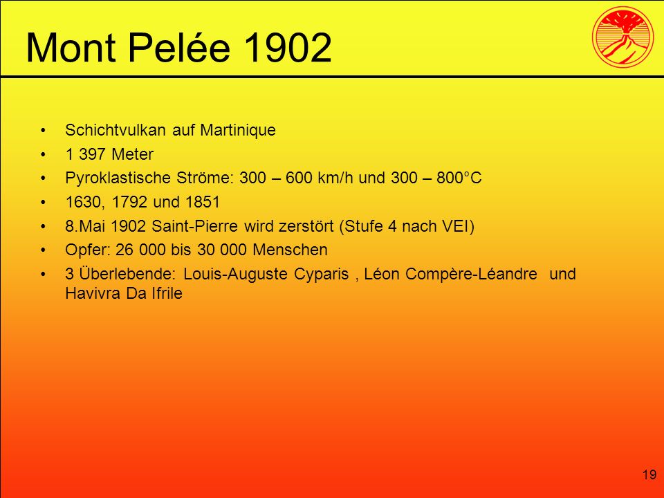 Mont Pelée 1902 Schichtvulkan auf Martinique Meter