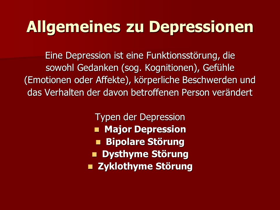 Allgemeines zu Depressionen