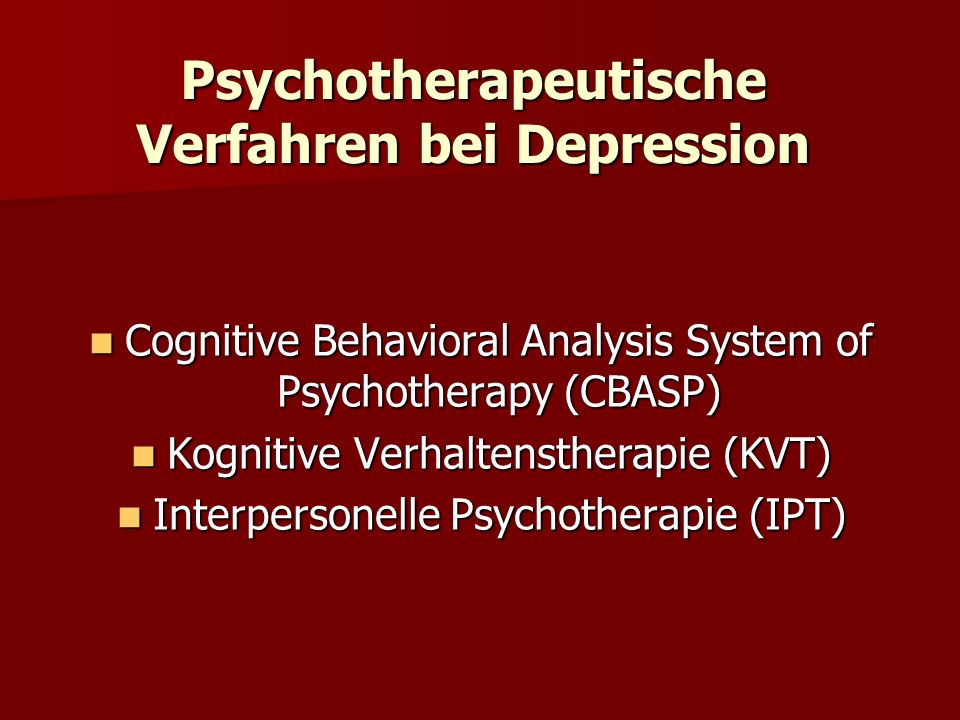 Psychotherapeutische Verfahren bei Depression