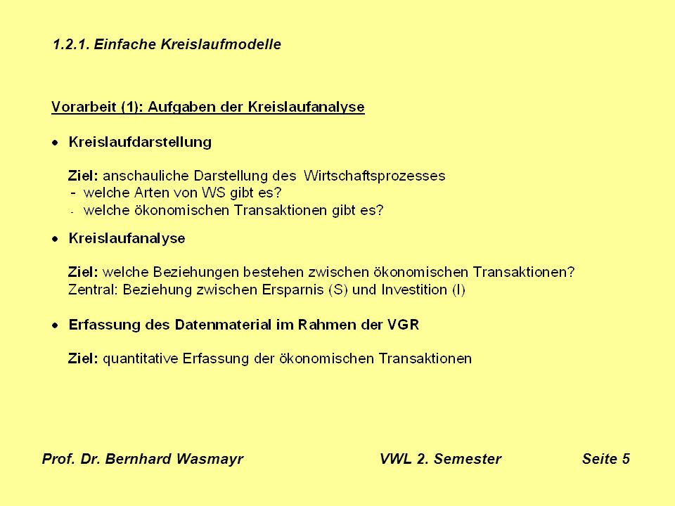 Prof. Dr. Bernhard Wasmayr VWL 2. Semester Seite 5