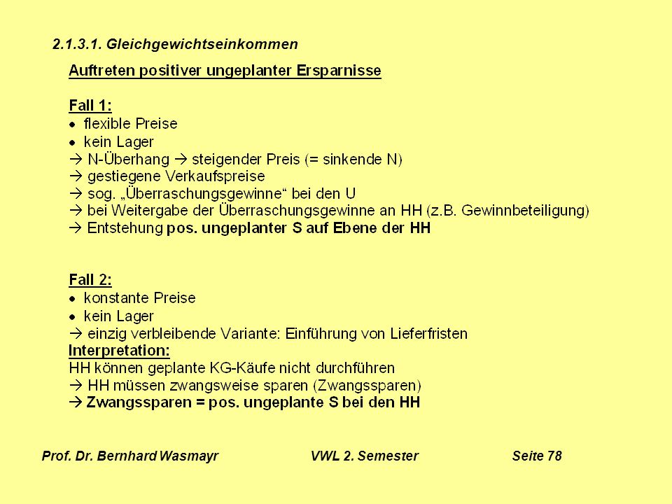 Prof. Dr. Bernhard Wasmayr VWL 2. Semester Seite 78