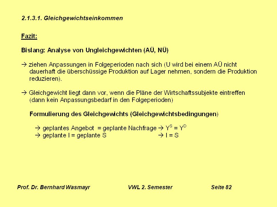 Prof. Dr. Bernhard Wasmayr VWL 2. Semester Seite 82