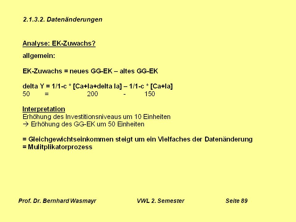 Prof. Dr. Bernhard Wasmayr VWL 2. Semester Seite 89