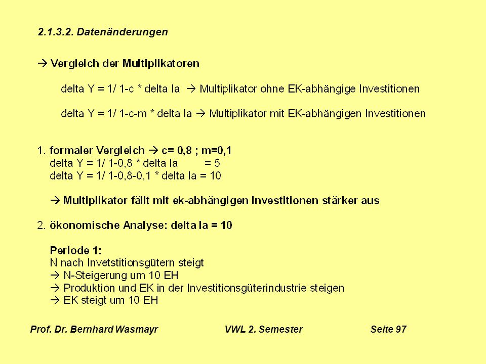 Prof. Dr. Bernhard Wasmayr VWL 2. Semester Seite 97