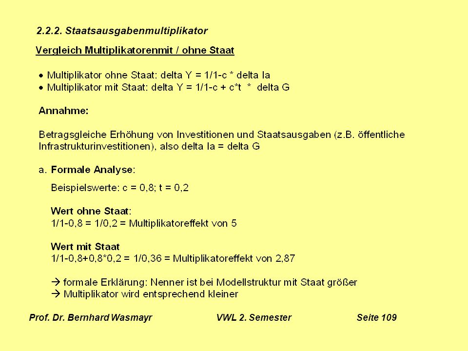 Prof. Dr. Bernhard Wasmayr VWL 2. Semester Seite 109