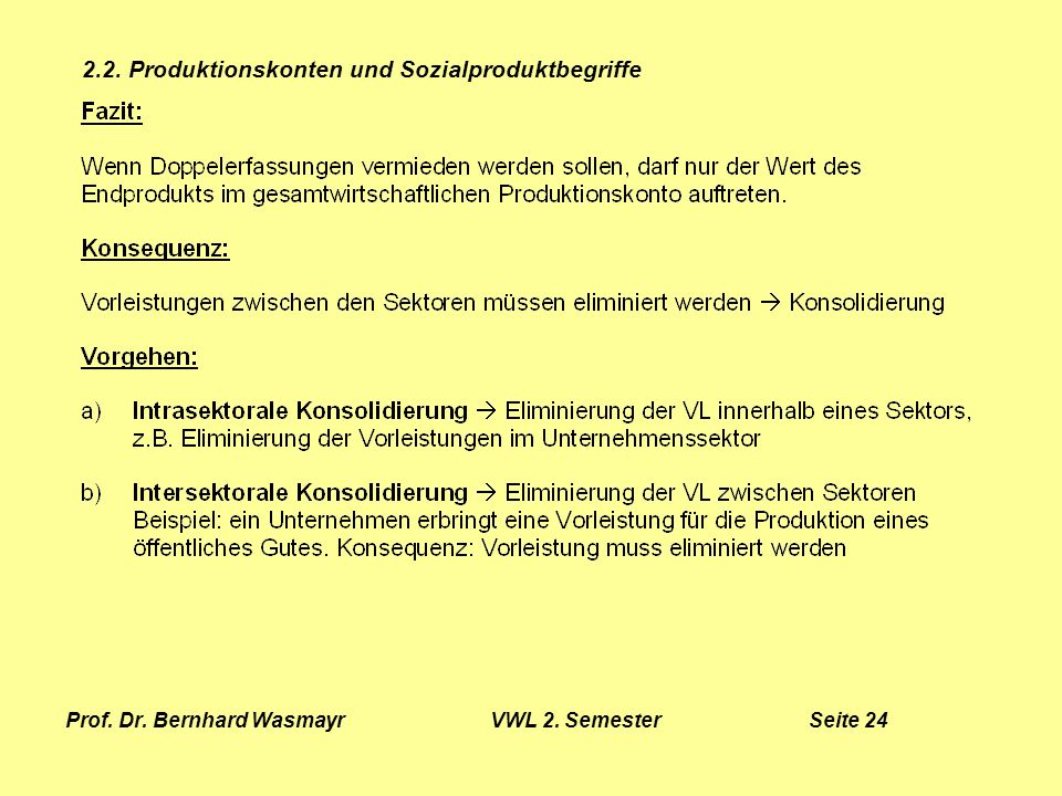 Prof. Dr. Bernhard Wasmayr VWL 2. Semester Seite 24
