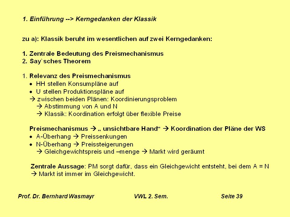 Prof. Dr. Bernhard Wasmayr VWL 2. Sem. Seite 39