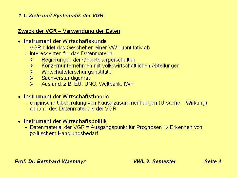 Prof. Dr. Bernhard Wasmayr VWL 2. Semester Seite 4