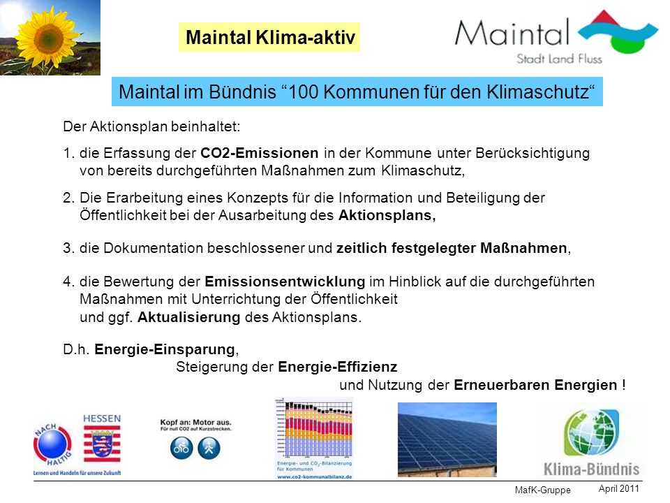 Maintal im Bündnis 100 Kommunen für den Klimaschutz