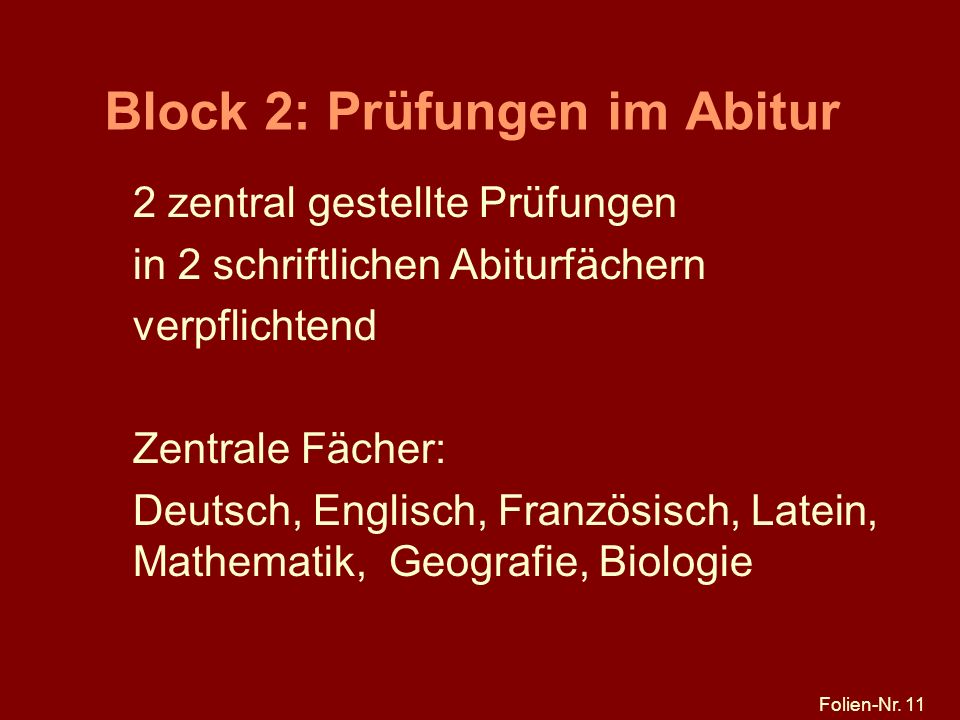 Block 2: Prüfungen im Abitur