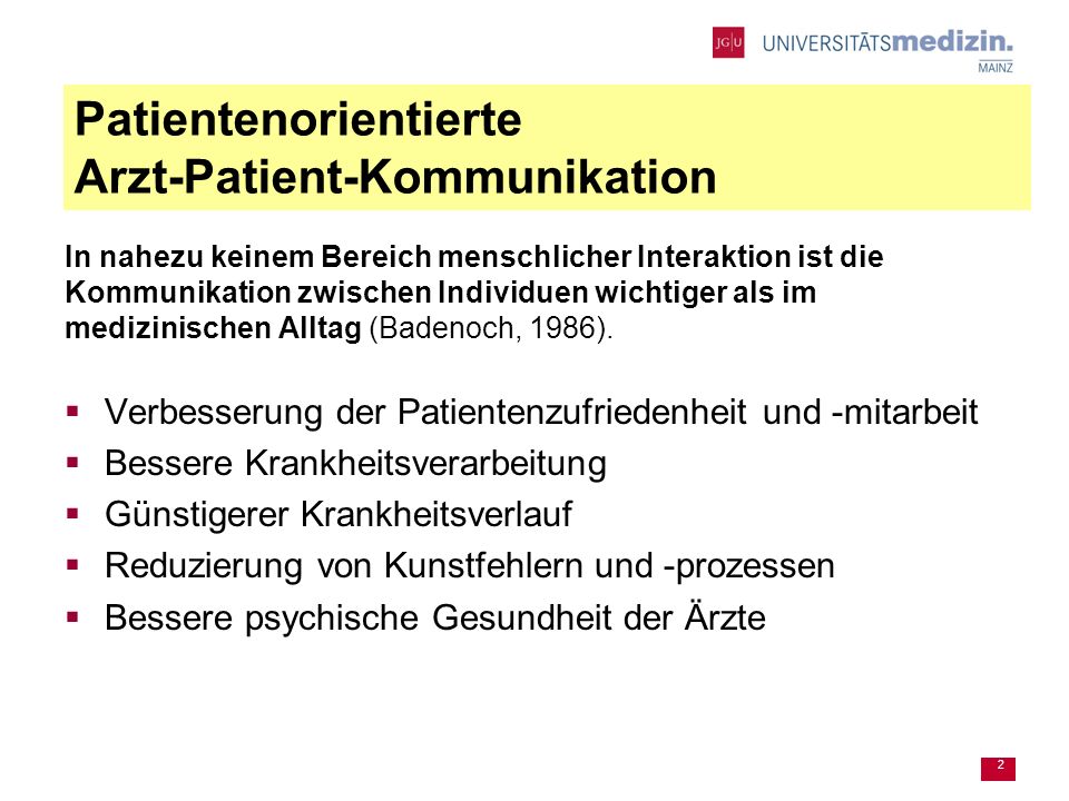 Patientenorientierte Arzt-Patient-Kommunikation